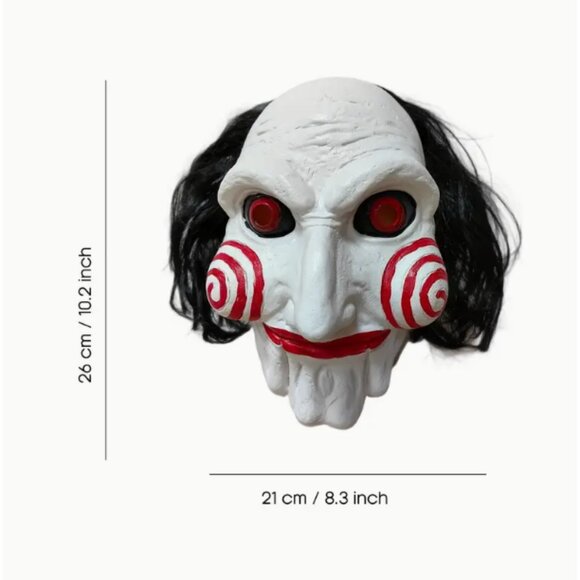 Billy Jigsaw Saw Movie Mask Puppet Costume Halloween Scary Game Latex White Mask - Picture 2 of 4
